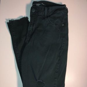 Old Navy Rockstar Mid-Rise Black Distressed Jeans